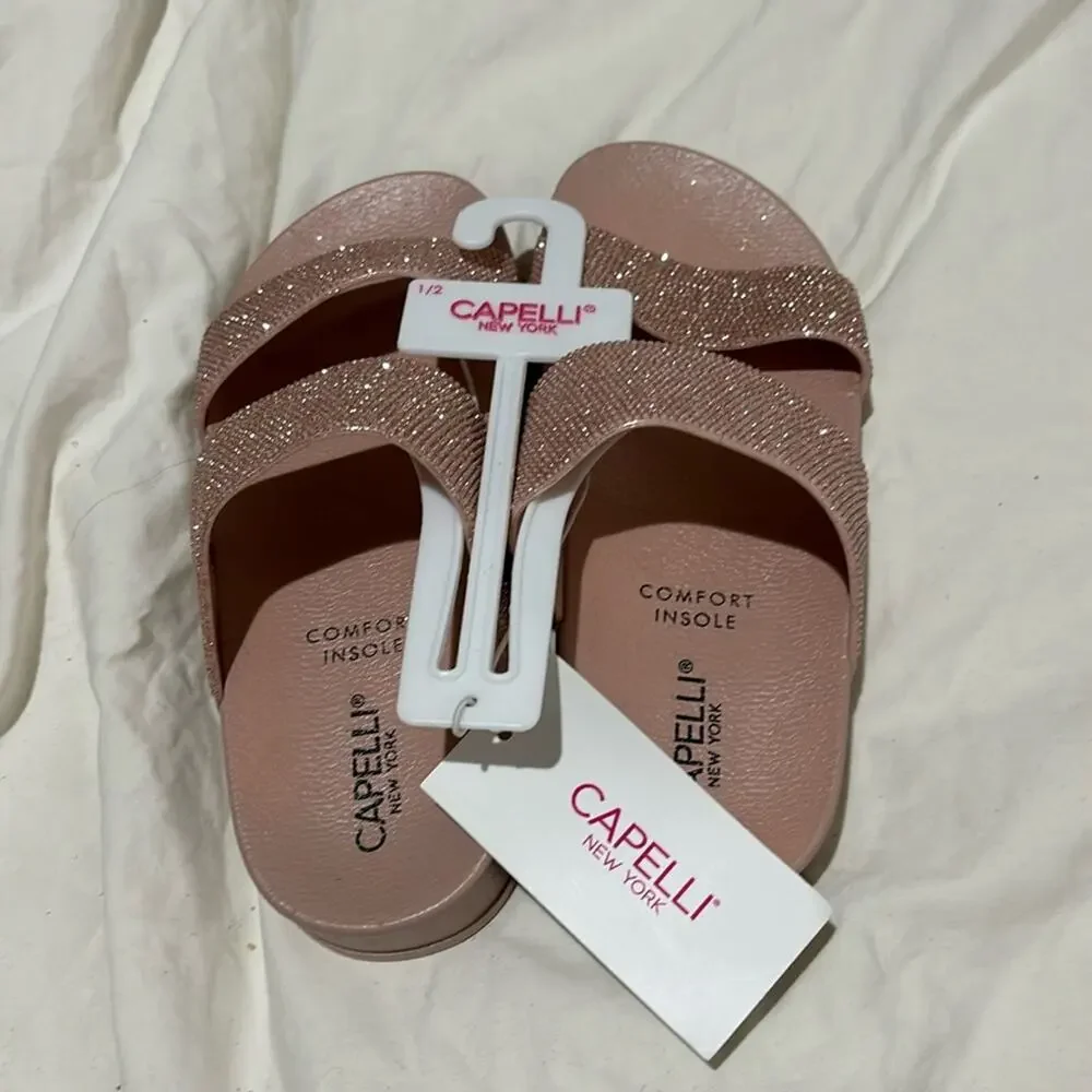 Capelli New York 1/2 molded footbed slides bling glimmer tops pink nwt